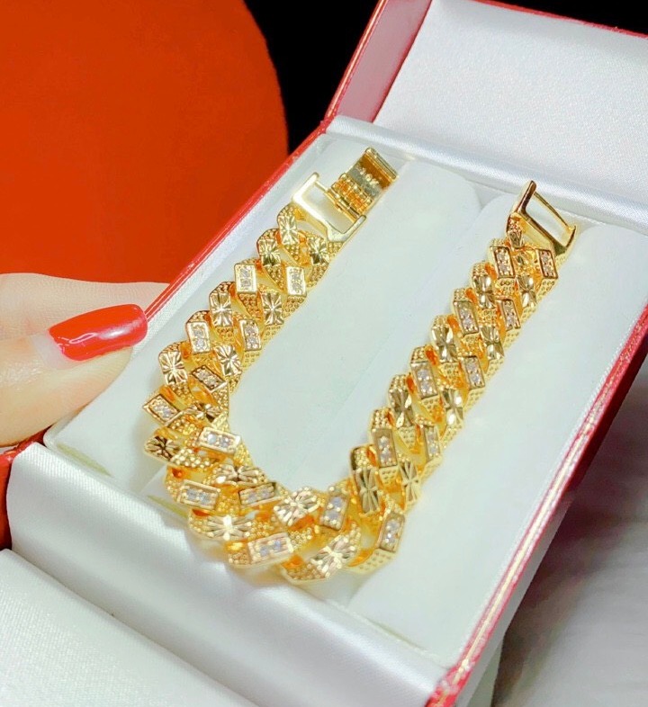 [HCM]Vòng tay bạc nữ lắc tay mạ vàng thật cao cấp dạng mắt xích rẾT dát xoàn tấm đá pha lê sáng siêu lấp lánh lung linh thiết kế tinh tế sang trọng Trang sức GADO KV29101907 - đeo đi tiệc đi chơi làm công sở cực sang chảnh