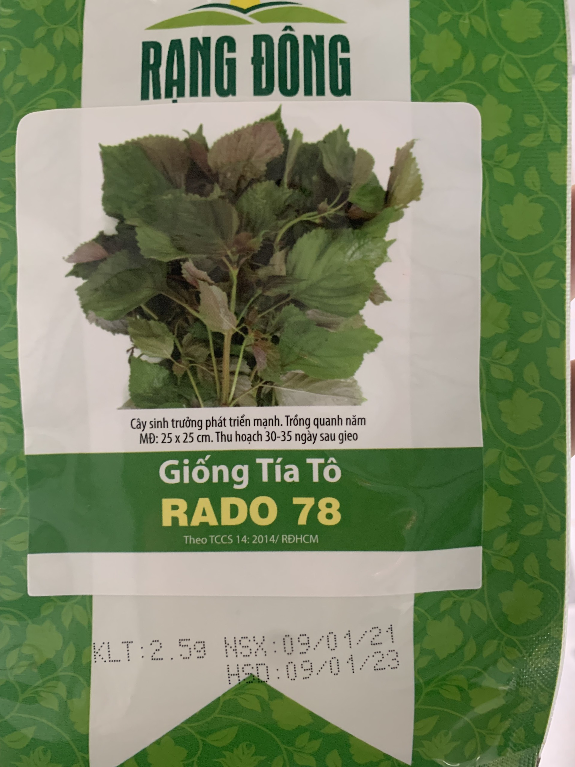 Hạt giống tía tô gói 2.5gr - rado 78