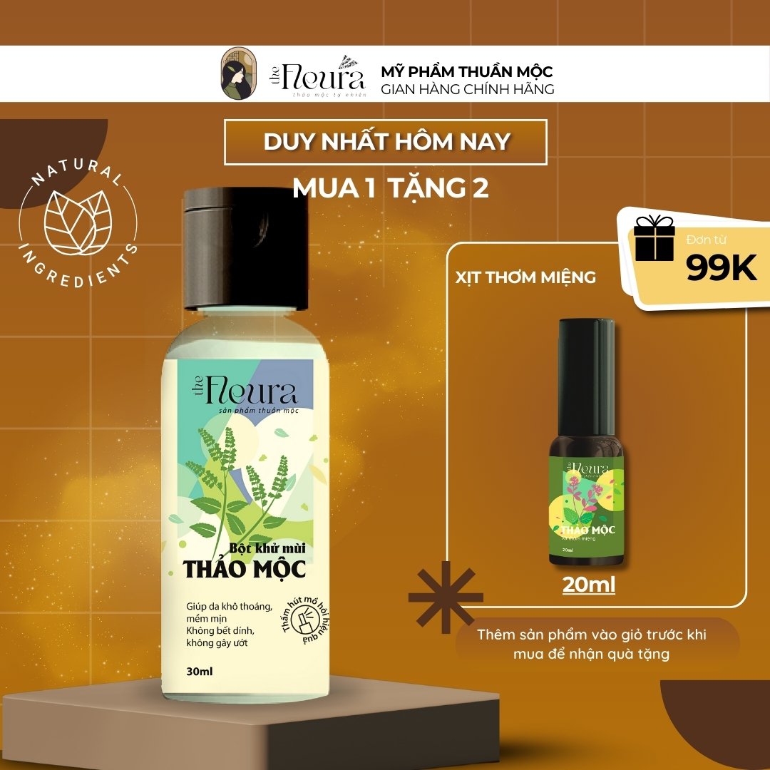 Bột khử mùi hôi nách thảo mộc the fleura ngăn mùi hôi nách, hôi chân, giảm mồ hôi nách và mồ hôi chân