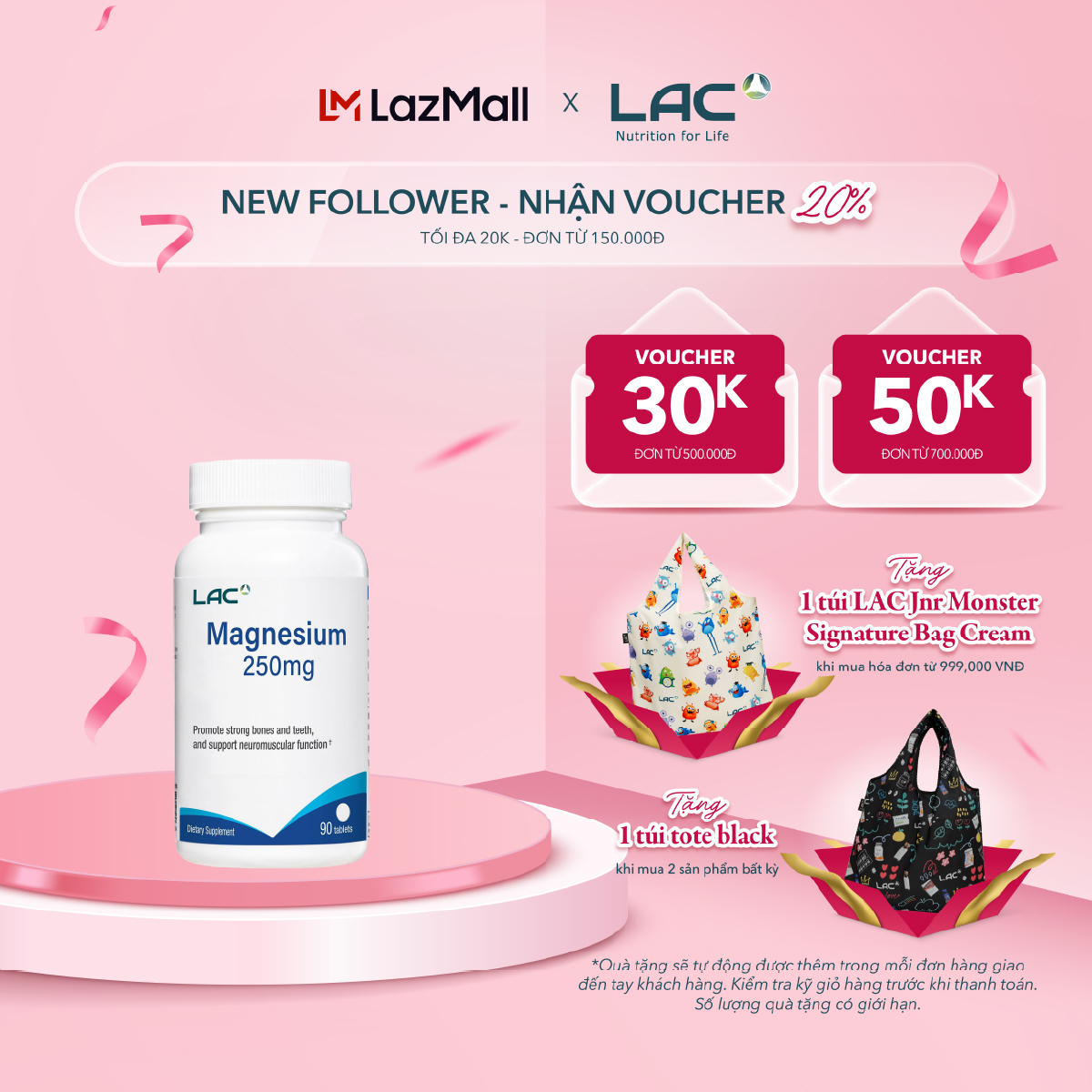 VIÊN UỐNG BỔ SUNG MAGIE HỖ TRỢ CƠ BẮP LAC MAGNESIUM 250MG (90 VIÊN)