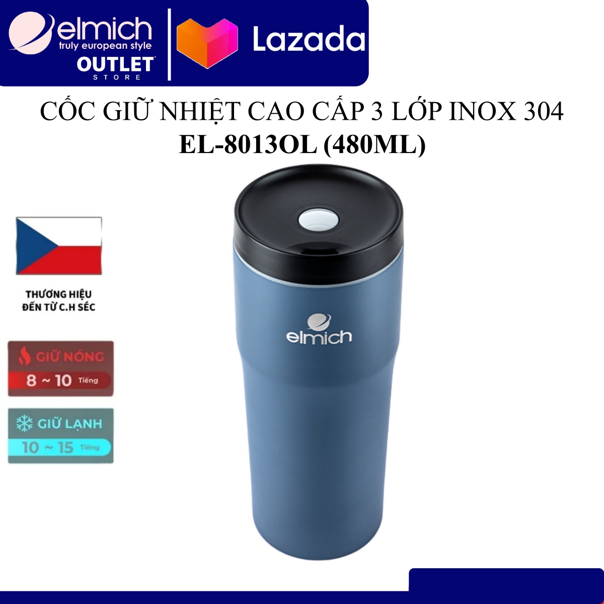 Cốc giữ nhiệt inox 304 elmich el-8013ol