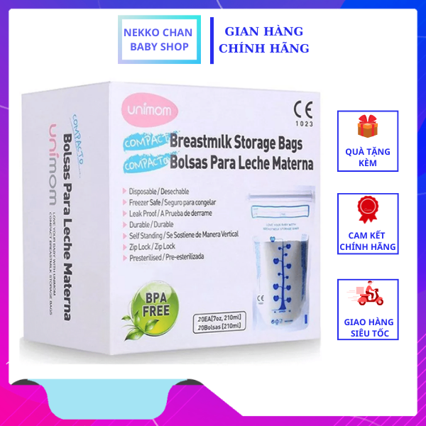 Túi trữ sữa Unimom Compact 210ml hộp 60 túi