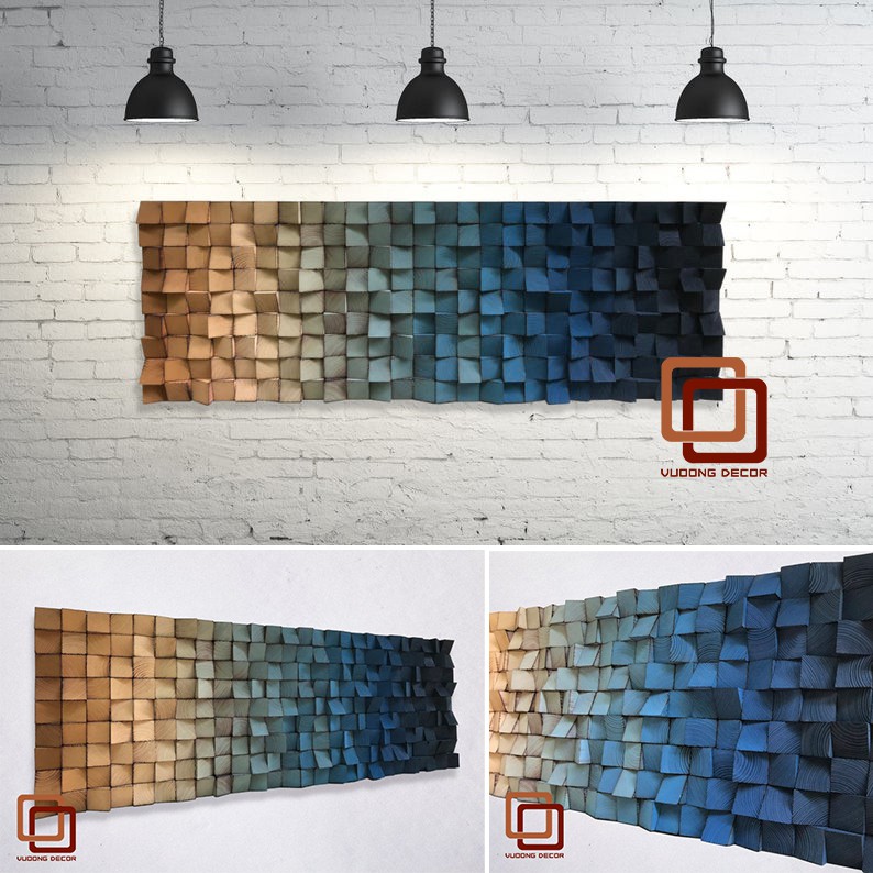 Tranh gỗ trang trí 3D GRADIENT HIỆN ĐẠI (Wood mosaic) - KÍCH THƯỚC 30x80cm