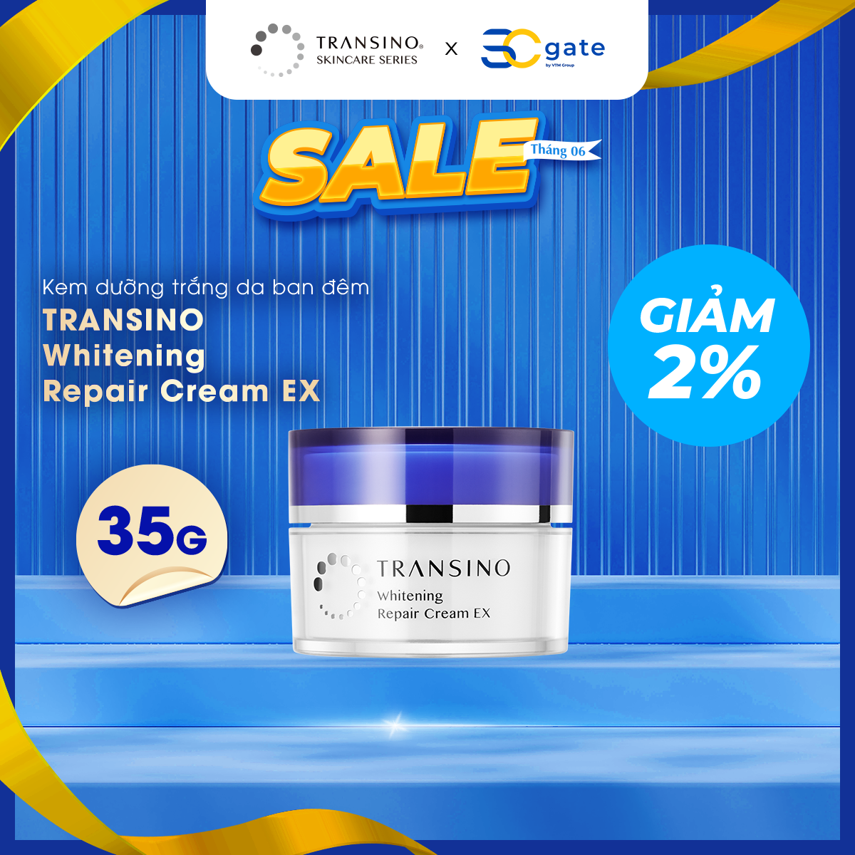 Kem Dưỡng Trắng Da Ban Đêm TRANSINO 35g