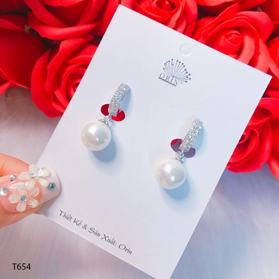 Bông tai bạc nữ, khuyên tai bạc dáng dài đính đá thời thượng Orin T654