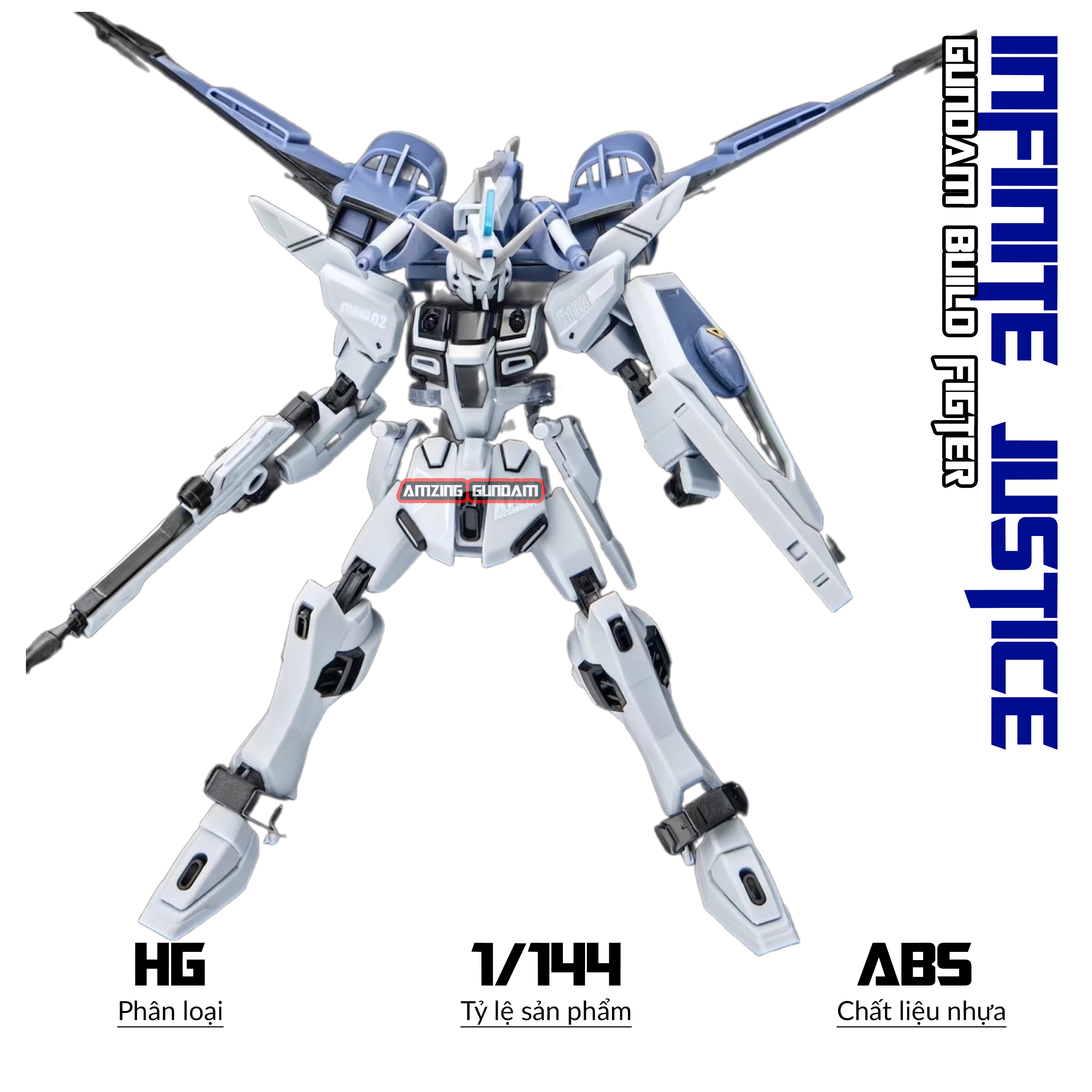 Mô hình lắp ráp HG Rebirth Infinite Justice Gundam, 1/144 Mô hình nhựa, Đồ chơi xếp hình sưu tập