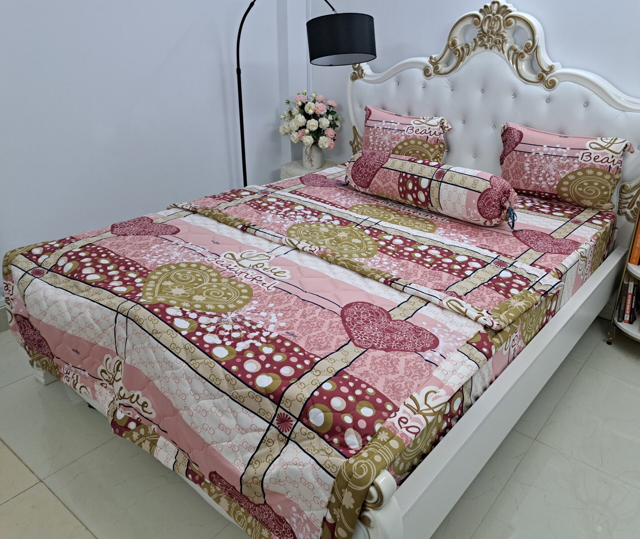 [HCM]Bộ drap thun Hàn Quốc loại 1 có mền 5 món ( 1 drap + 1 chăn chần bông + 3 áo gối) hoặc chăn lẻ"