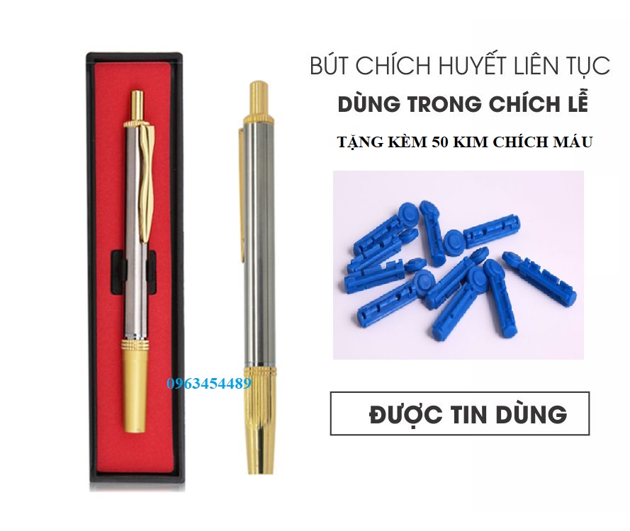 Bút lấy máu bấm liên tục TẶNG KÈM 50 KIM CHÍCH MÁU