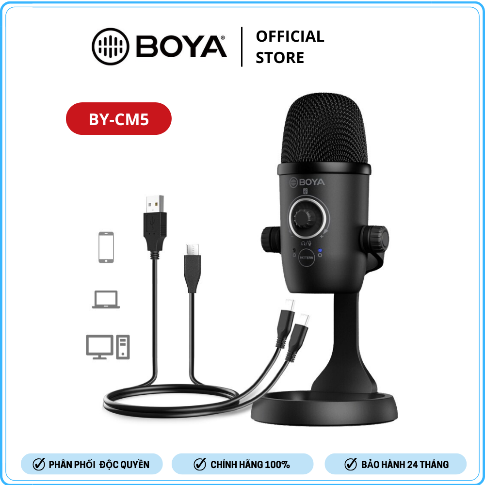 Boya by-cm5 - mic thu âm dành cho điện thoại android và laptop - hàng chính hãng