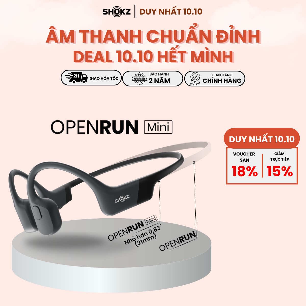 Tai Nghe Bluetooth Thể Thao Dẫn Truyền Âm Thanh Qua Xương SHOKZ OPEN RUN MINI S803 - Bảo hành 2 năm - Kích thước nhỏ hơn - Nghe liên tục 8 giờ
