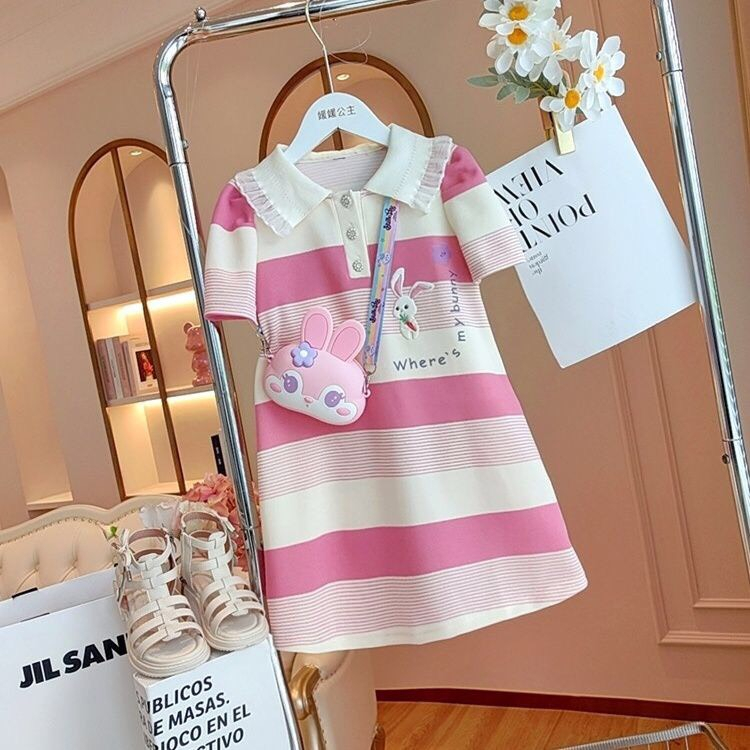 Váy Polo Hồng Kẻ Thỏ Kèm Túi A1304 Cho Bé Gái Jumping Beans Official Store