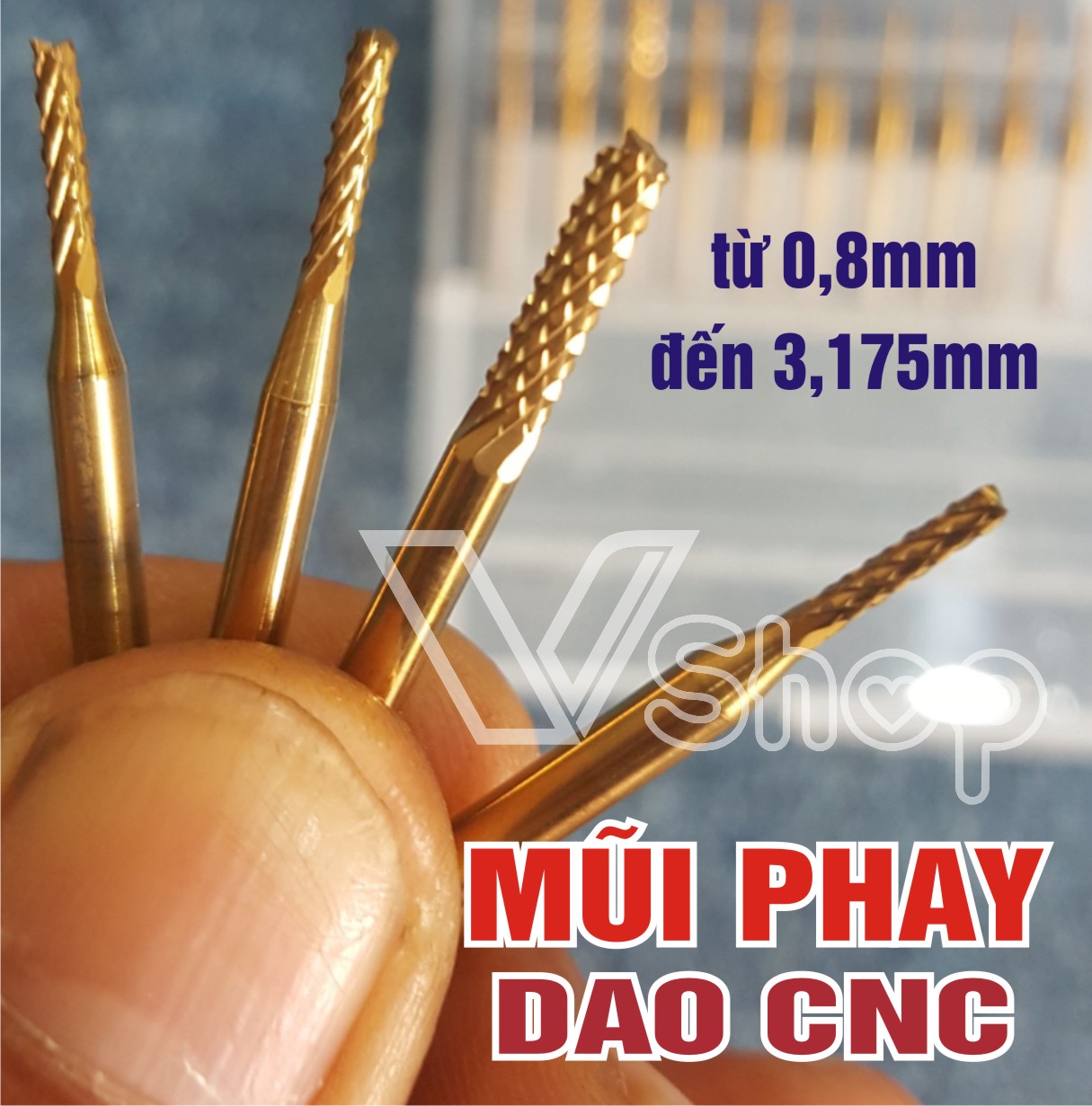 Mũi phay, máy CNC, dao mắt dứa,khắc, cắt bo mạch. thép mạ titan