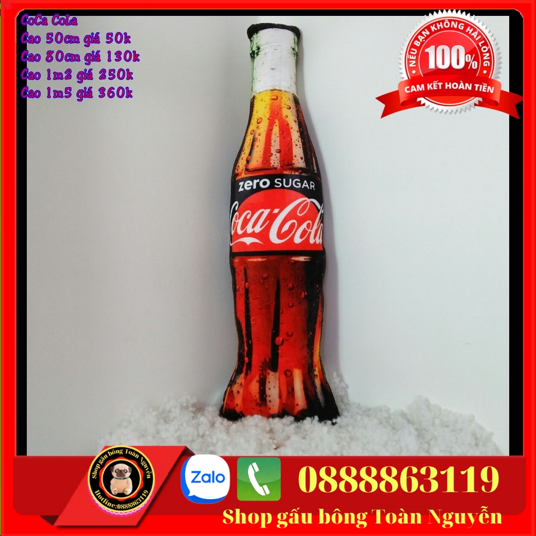 Gấu bông gối ôm hình chai nước ngọt coca cola 3d