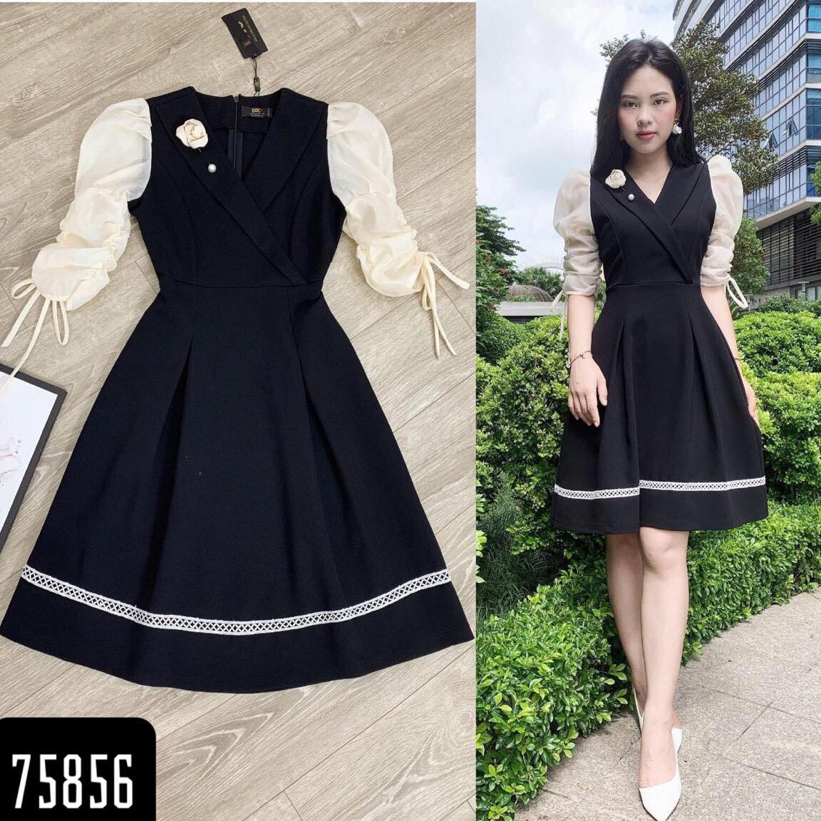 [HCM]ĐẦM XÒE UMI DỰ TIỆC PHỐI VIỀN KÈM HOA DỄ THƯƠNG