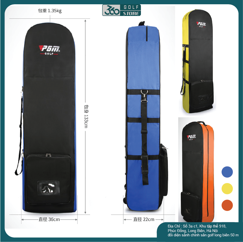 Cover máy bay túi gậy golf-có bánh xe kéo- chính hãng pgm.