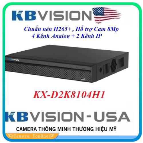 [Trả góp 0%][NHÀ PHÂN PHỐI BH 2 NĂM FREESHIP 20K]Đầu ghi hình KBVISION KX-D2K8104H1 HDCVI AHD TVI Analog IP lên đến 8Mp  - 4 kênh Analog + 2 kênh IP