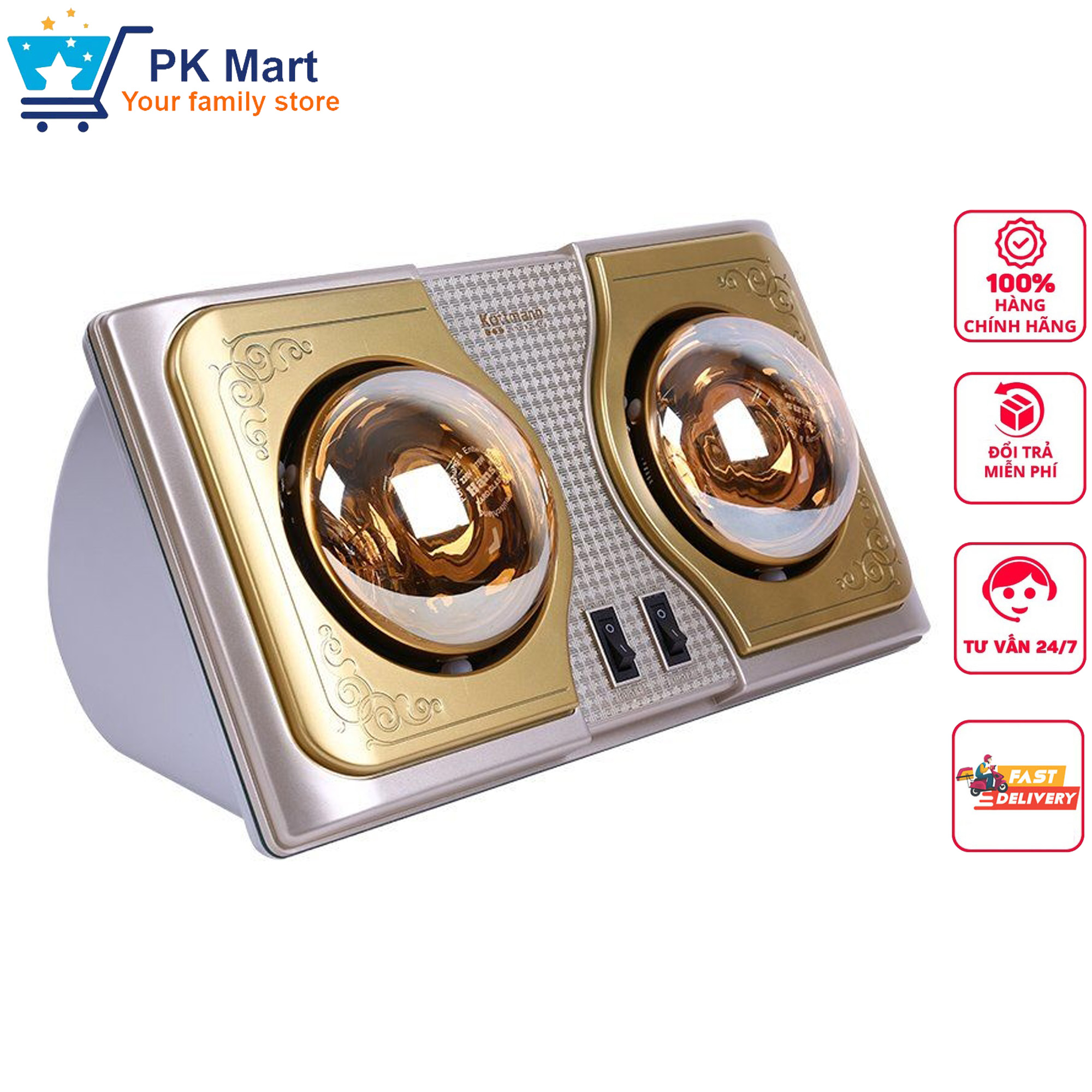 Đèn sưởi nhà tắm 2 bóng treo tường Kottmann K2B-H - Hàng công ty
