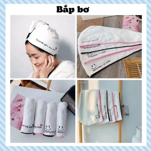 KHĂN TẮM TRÙM ĐẦU ĐA NĂNG, KHĂN Ủ TÓC TRÙM ĐẦU NHANH KHÔ CHẤT BÔNG MỀM, MÀU TRẮNG