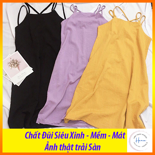 Váy Hai Dây Đan Lưng Maxi Chất Đũi Đi Biển Dáng xuông siêu mát điệu đà kèm ảnh thật trải sàn