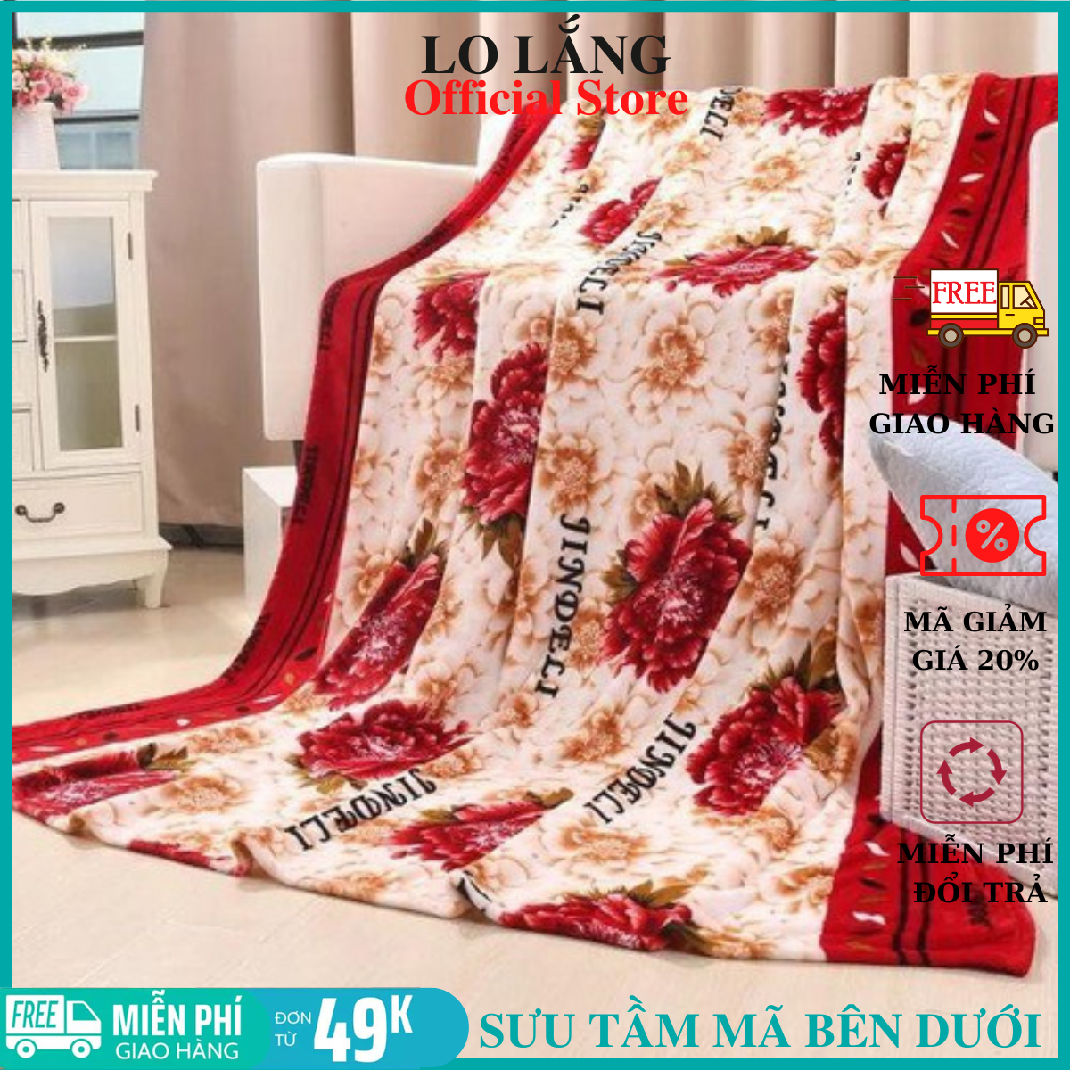 Chăn mền tuyết siêu ấm cotton siêu mềm mịn 1m6x2m họa tiết ngẫu nhiên cao cấp