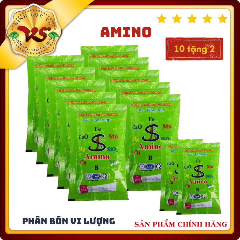Mua 10 tặng 2| phân bón lá trung vi lượng tổng hợp - 12 gói amino gói 50g