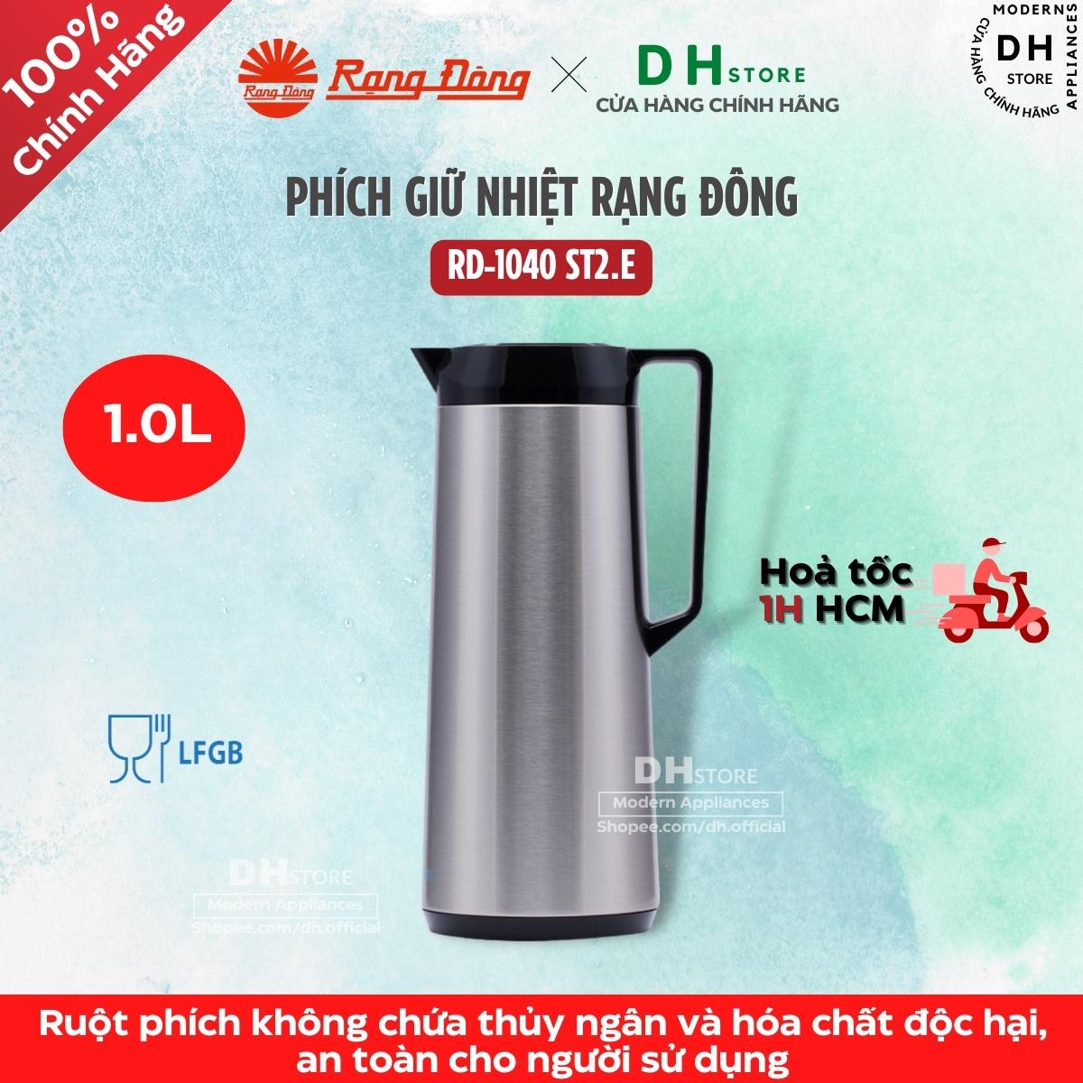 Bình thuỷ, phích nước giữ nhiệt rạng đông inox rd-1040 st2.e dung tích 1.0l - hàng chính hãng