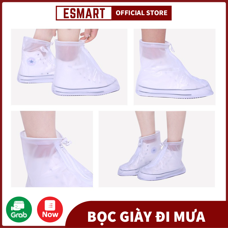 Bọc Giày Đi Mưa - Áo Mưa Bọc Giày Dép Thời Trang Bằng Cao Su – 100% Khô Ráo Dù Mưa Bão Màu Trắng