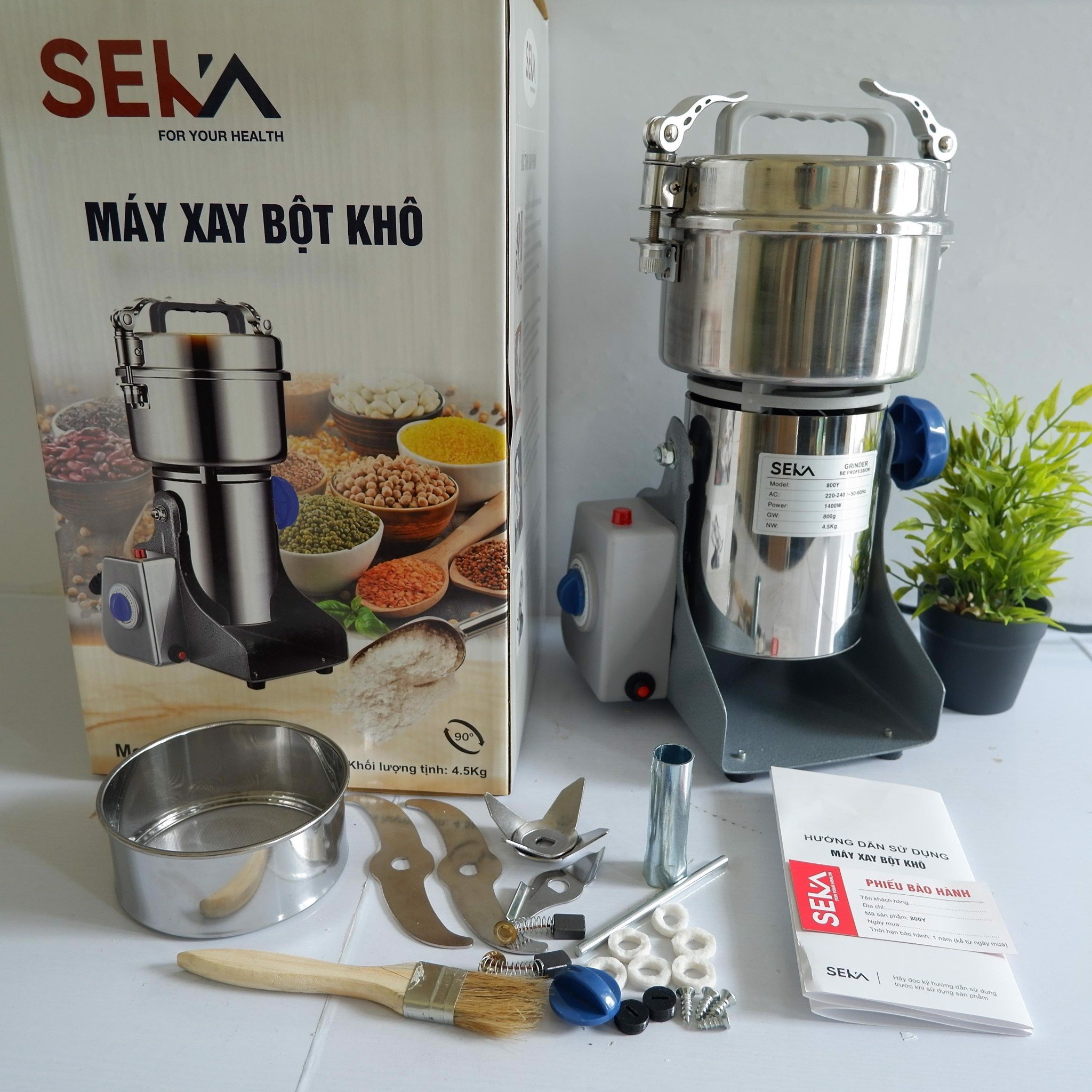 [HÀNG CHÍNH HÃNG] Máy xay bột khô siêu mịn SEKA - Inox 304 cao cấp - Xay bột - Nghiền thực phẩm