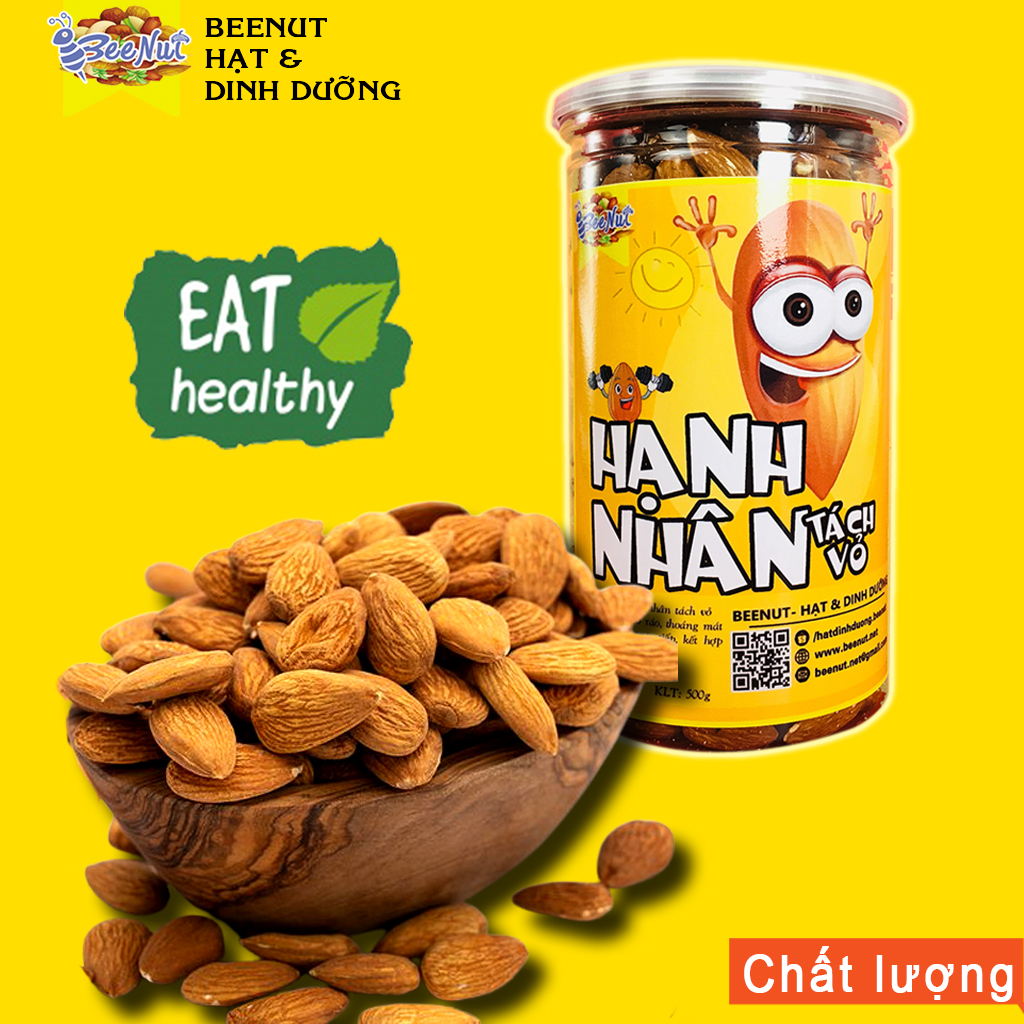 Hạt hạnh nhân rang tách vỏ (100g 300g 500g) - Hạnh nhân sấy mộc - Hạt dinh dưỡng BeeNut