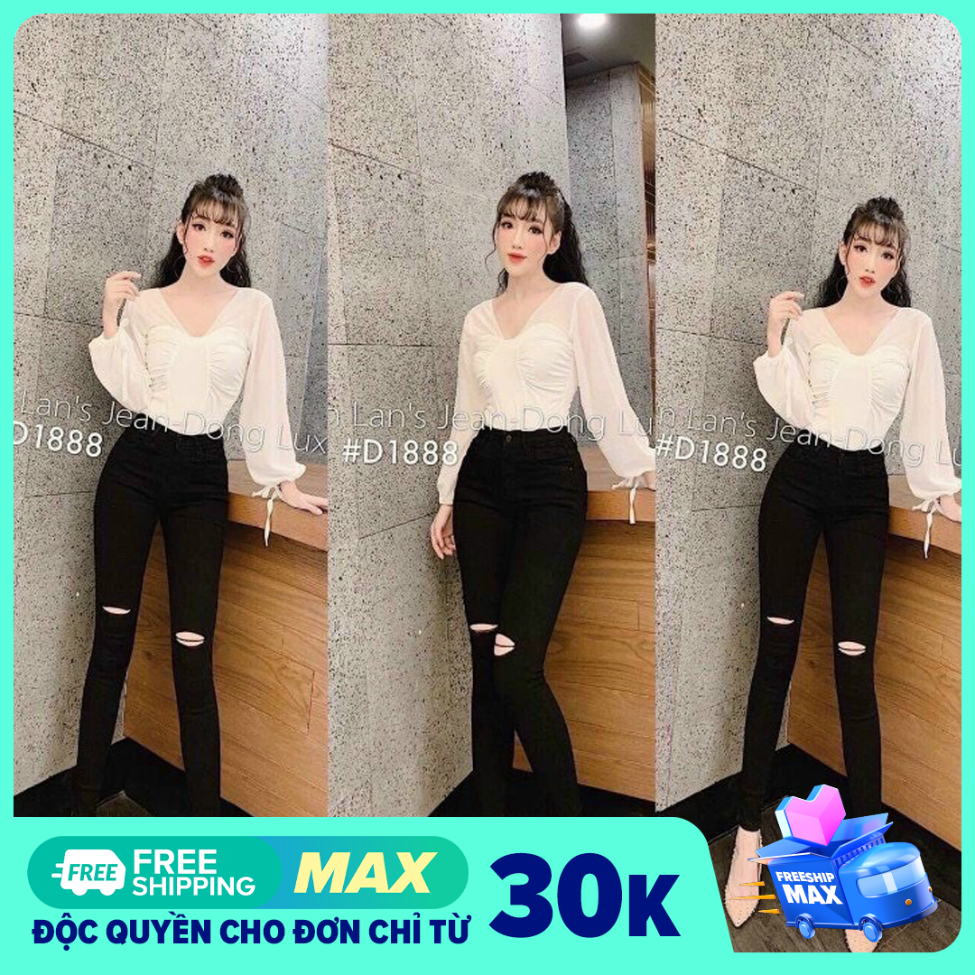 Quần Jean Nữ, Quần Jean Nữ Lưng Cao, Quần Jean Rách Gối, Quần Jean Nữ Co Giãn  Form Ôm Body Chuẩn Lưng Cao Thời Trang 98fashion Qjnu29