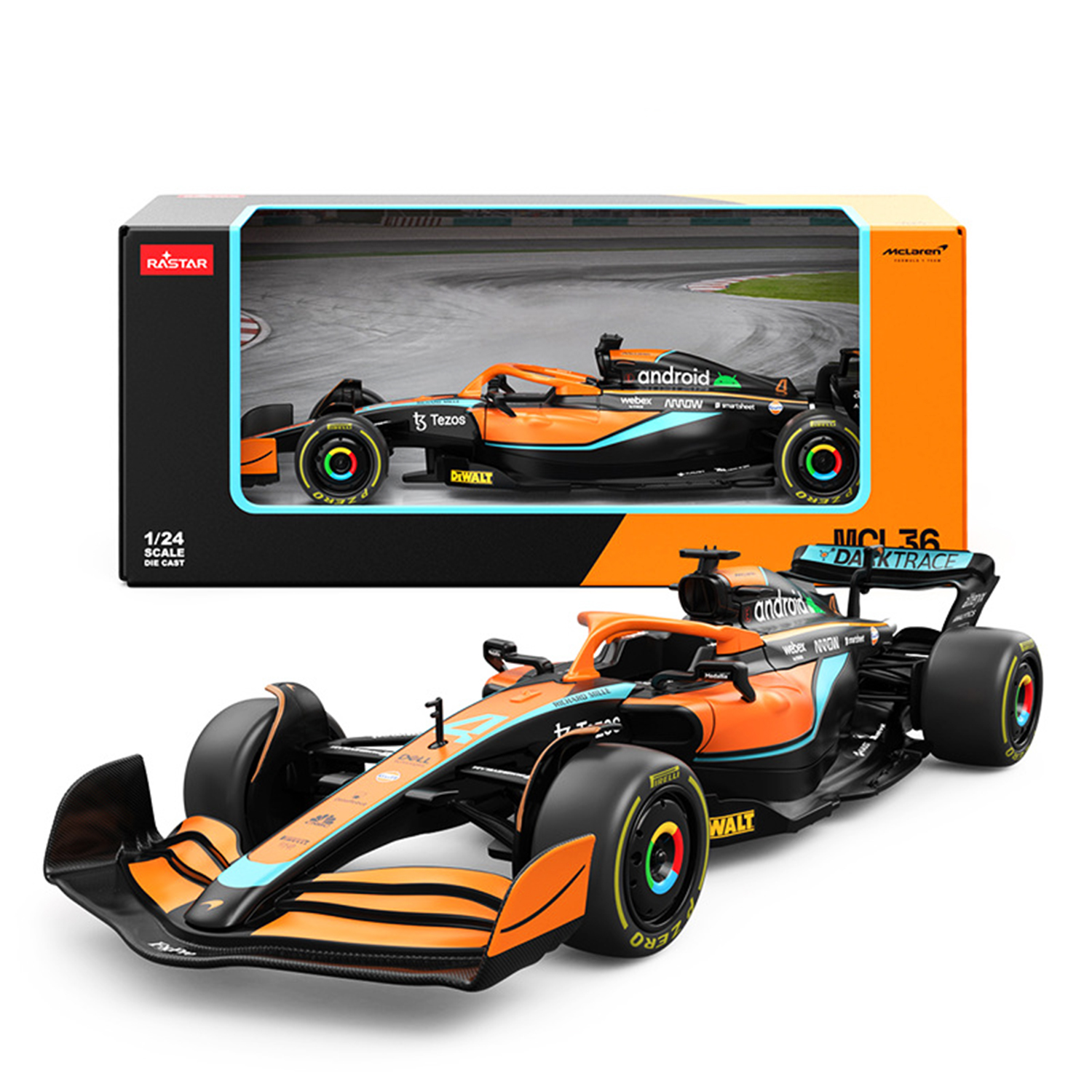 Mô hình xe đua F1 Mclaren 36 tỉ lệ 1 24 Hãng Rastar màu cam
