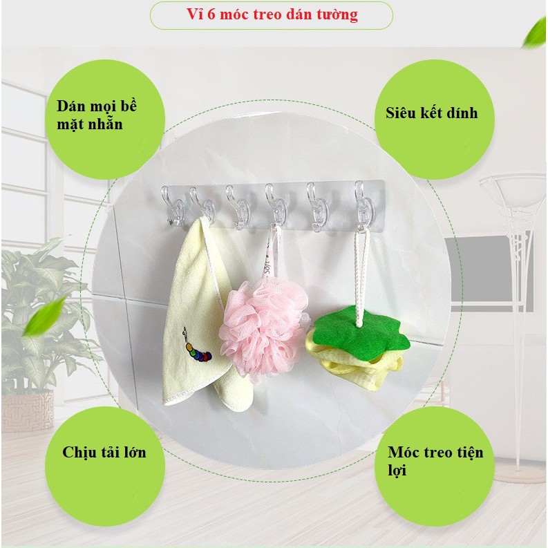 Best Home Thanh 6 móc dính tường đa năng siêu chắc chống thấm nước - Móc Dán Tường Siêu Chịu Lực - Móc dán cường lực bẻ cong theo bề mặt tùy chỉnh kèm thanh treo, chất liệu nhựa PVC trong suốt, thân thiện với môi trường