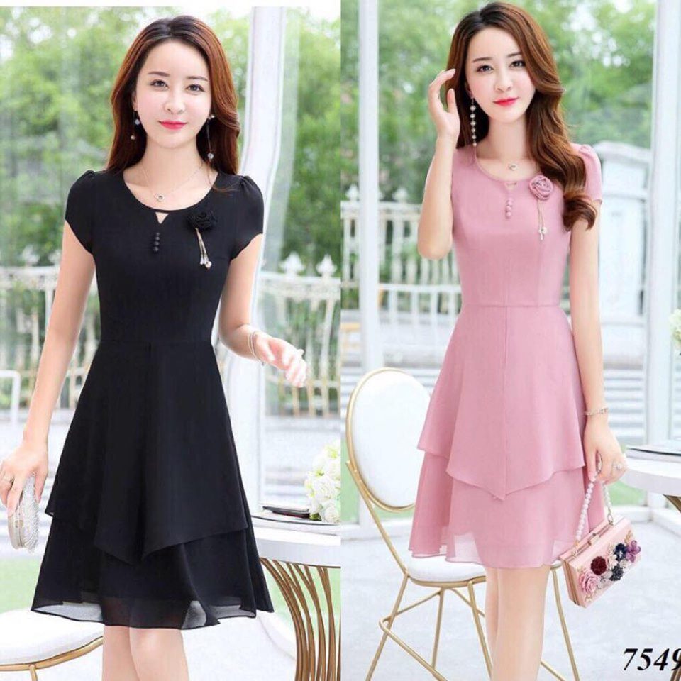 [HCM]ĐẦM VOAN DỰ TIỆC KÈM HOA SANG TRỌNG