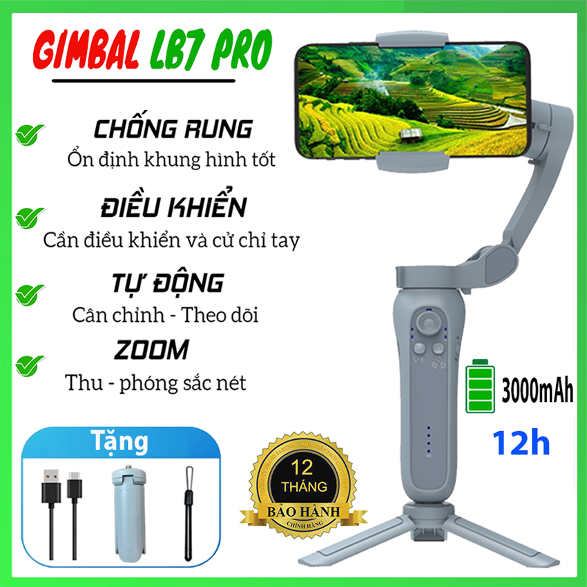 Tay cầm chống rung cho điện thoại LB7 Pro, Gậy quay video chống rung, Gimball điện thoại giá rẻ, Gim