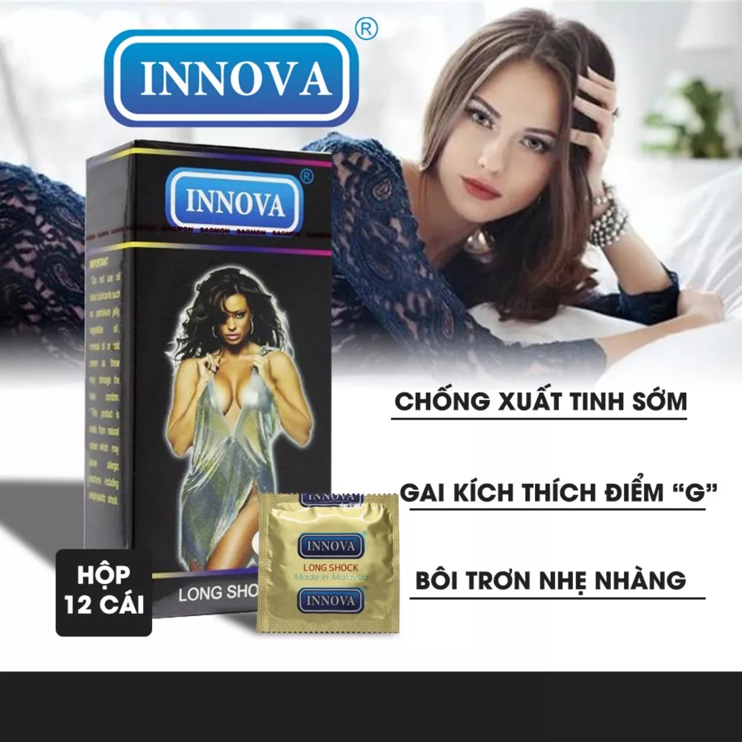 Bao Cao Su Innova gân gai lớn có chất gây tê giúp giảm xuất tinh sớm