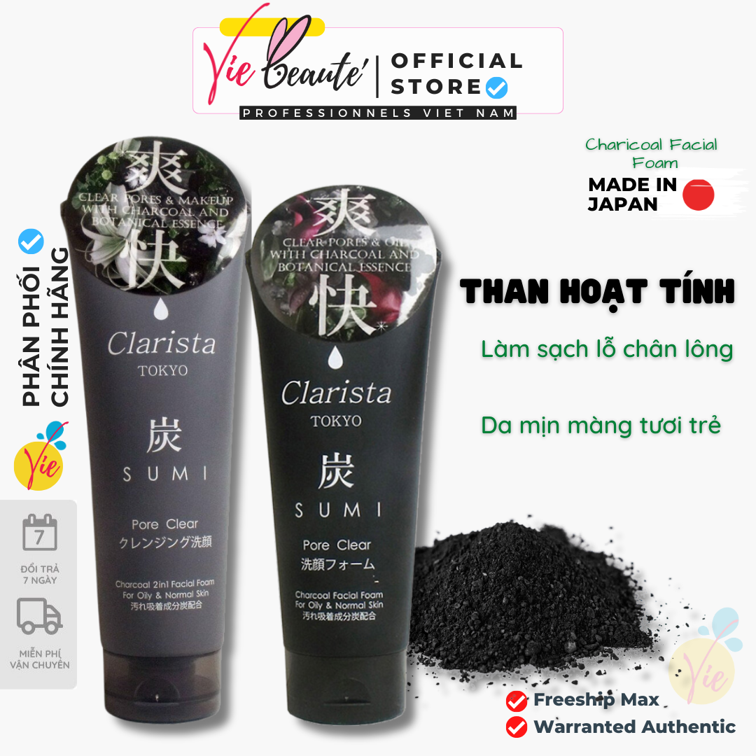 Sữa Rửa Mặt Than Hoạt Tính Clarista Charcoal Facial Foam For Oily & Normal Skin 130~160g