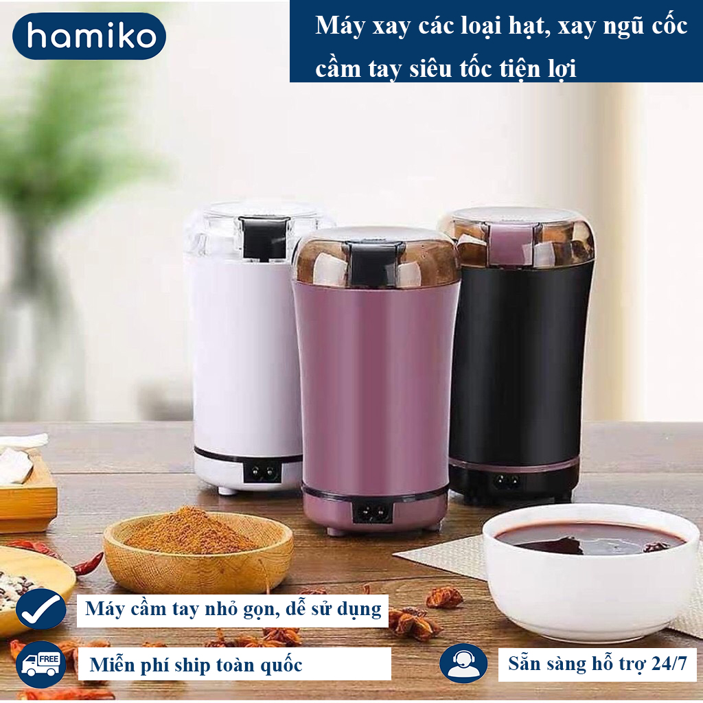 Máy nghiền bột, xay gia vị, cafe đa năng siêu tốc, máy xay các loại hạt cầm tay nhỏ gọn- Hamiko