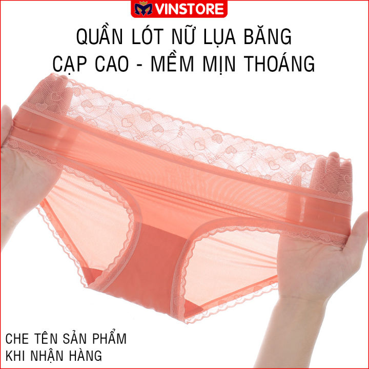 sét 05 Quần Lót Nữ Lụa Băng Tàng Hình - Quần Lót Tàng Hình Cạp Ren Hoạ Tiết