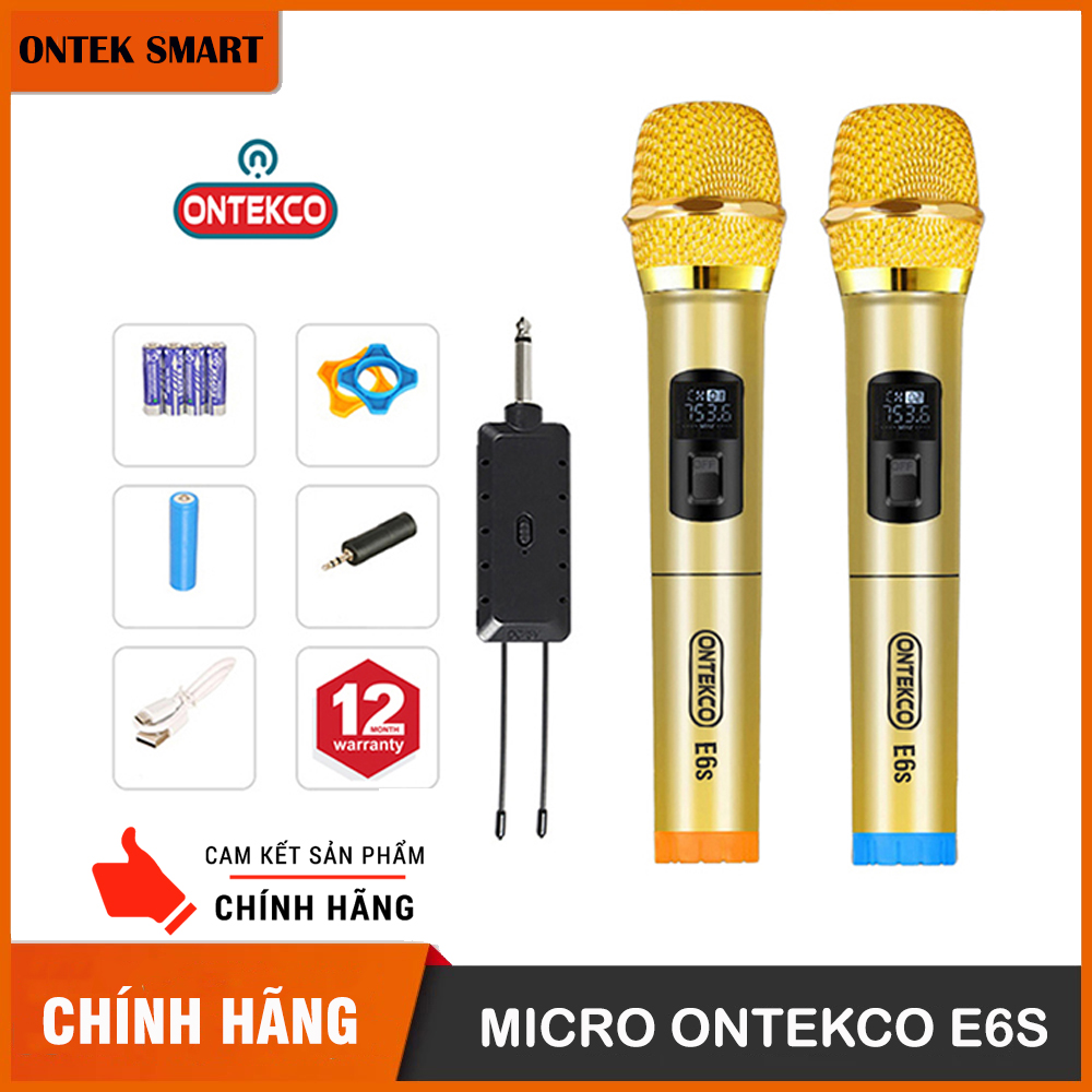 [ONTEKCO] Bộ Micro Không dây Karaoke Ontekco E6S E6 MV02 MV01 Cao cấp, Sản phẩm dùng chuyên cho Amply, Loa kéo hát karaoke, hút âm tốt - Bảo hành 1 đổi 1