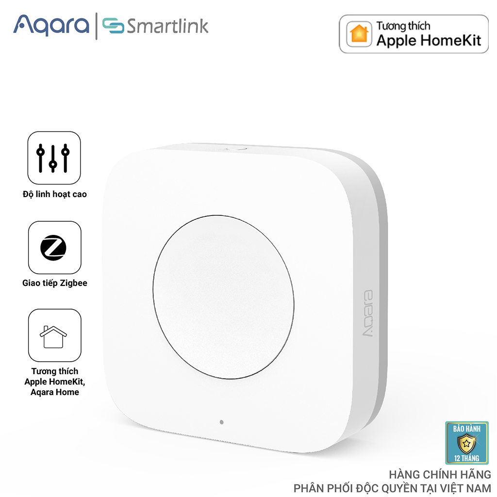 Nút bấm điều khiển thông minh không dây aqara wireless mini switch wxkg11lm - phân phối chính hãng - bảo hành 12 tháng
