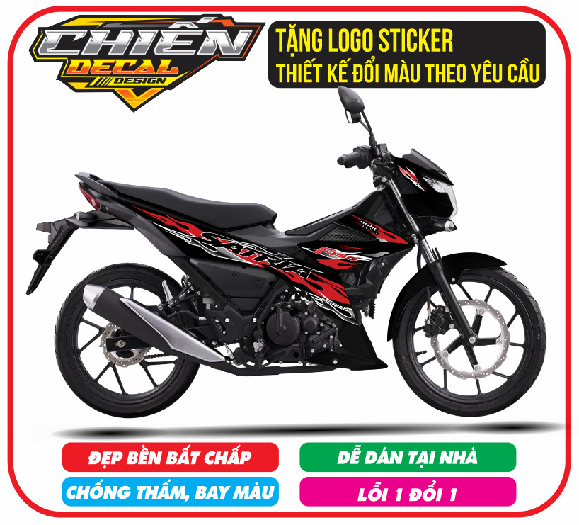 Tem rời xe satria - raider F150 mẫu tem lửa đen đỏ