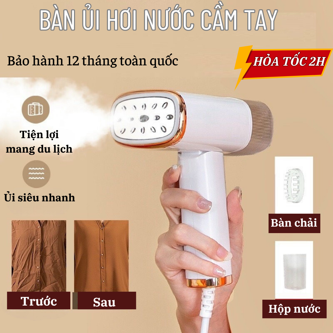 Bàn Ủi Hơi Nước Cầm Tay, Bàn Là Hơi Nước Mini Du Lịch Siêu Gọn Thích Hợp Cho Mọi Loại Vải