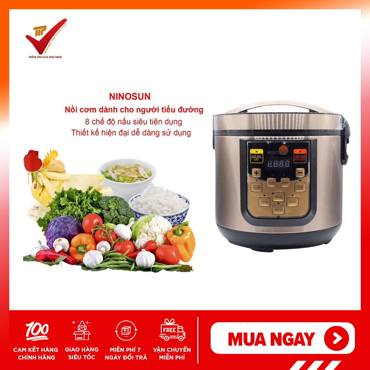Nồi cơm tách đường ninosun nns00865 1.8l 900w