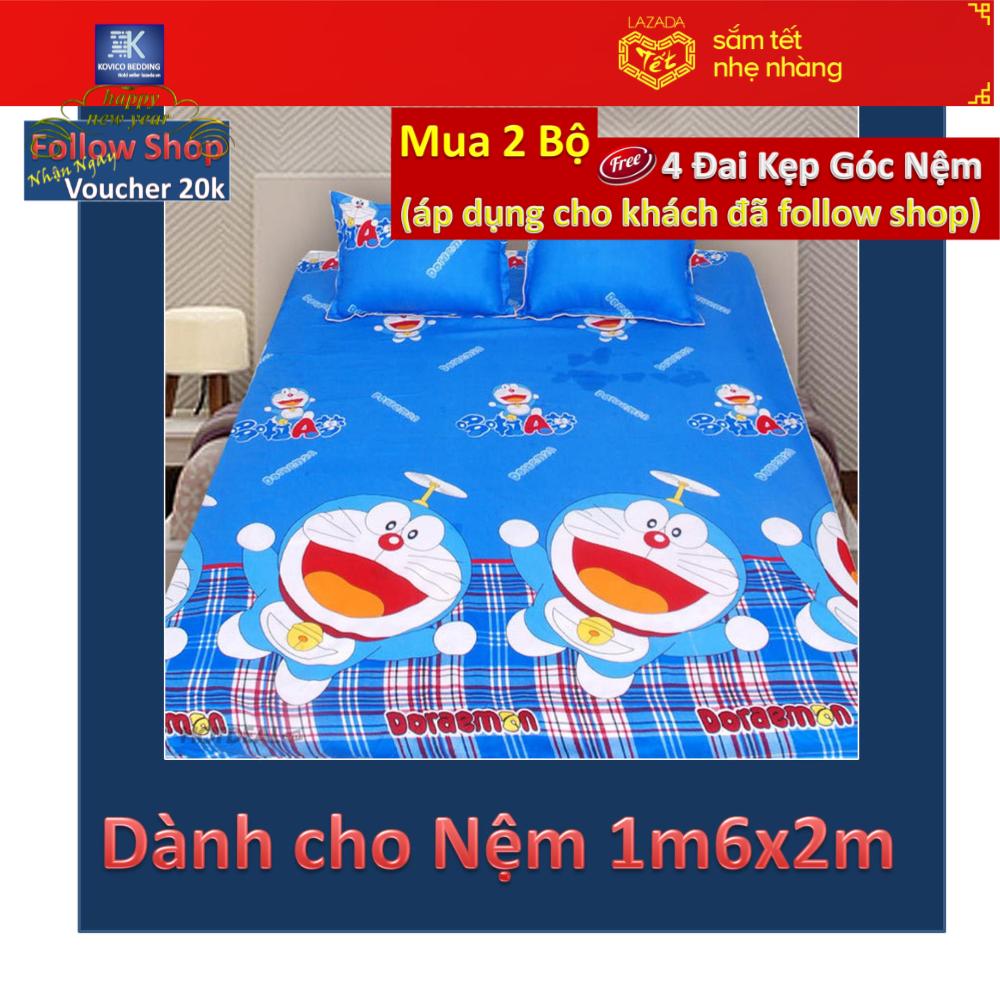 Bộ 5 món Chăn Ga Gối Bọc Doraemon Chong Chóng