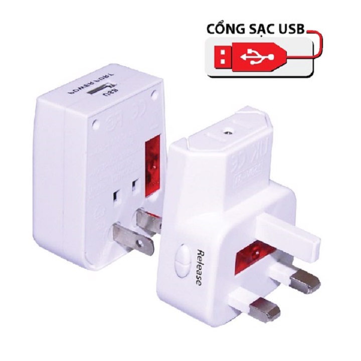 Ổ cắm điện du lịch điện quang - có kèm cổng usb sạc pin cho khách lựa chọn. đq esk tv01- tv05w 1u