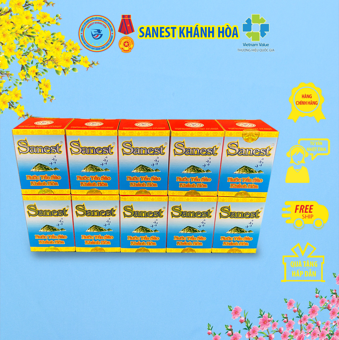 Combo 10 lọ nước yến sào khánh hòa sanest 70ml