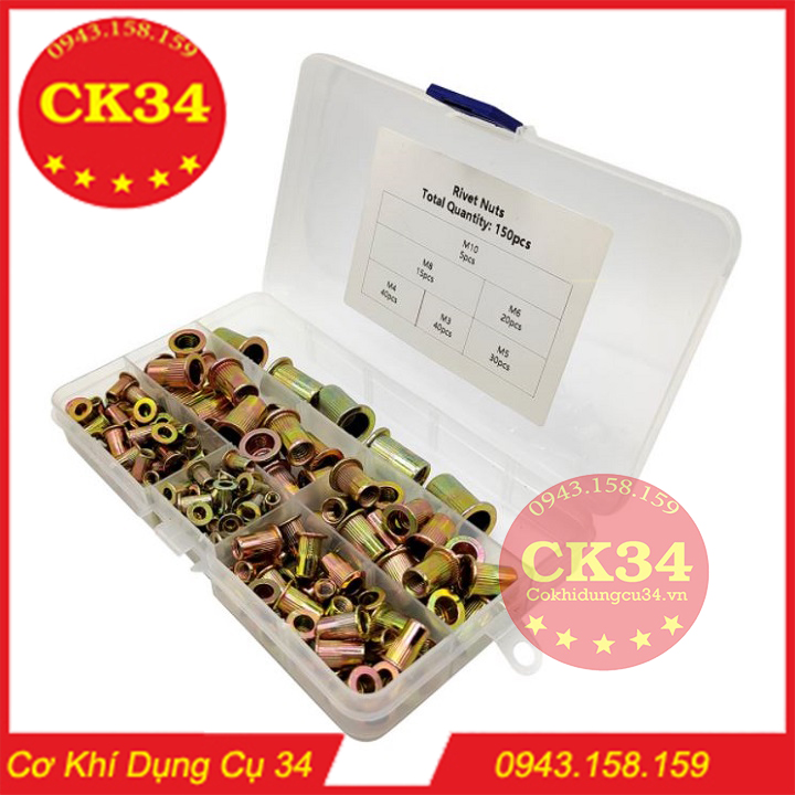 Tán rút, ecu rút, hộp tán rút tổng hợp 150pc