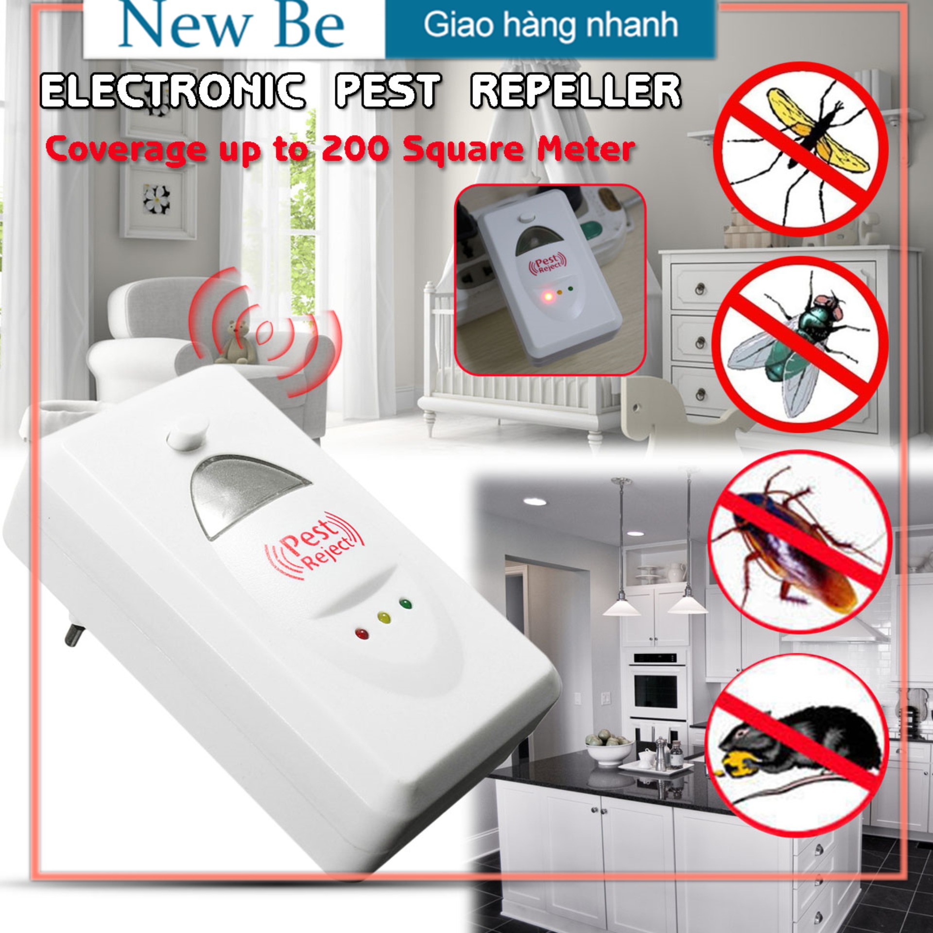 【New Be】Bẫy Chuột Hiệu Quả, Bẫy Gián Thông Minh , Máy Đuổi Côn Trùng Loại Tốt, Sử Dụng Công Nghệ Sóng Siêu Âm, Thân Thiện Với Môi Trường Và An Toàn Với Sức Khỏe Cho Gia Đình Bạn