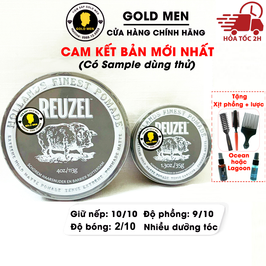Reuzel Extreme Hold Matte Pomade, Pomade vuốt tóc + Tặng quà
