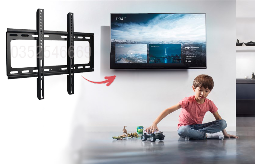Giá treo tivi sát tường từ 43 - 85 inch, khay treo nguyên khối